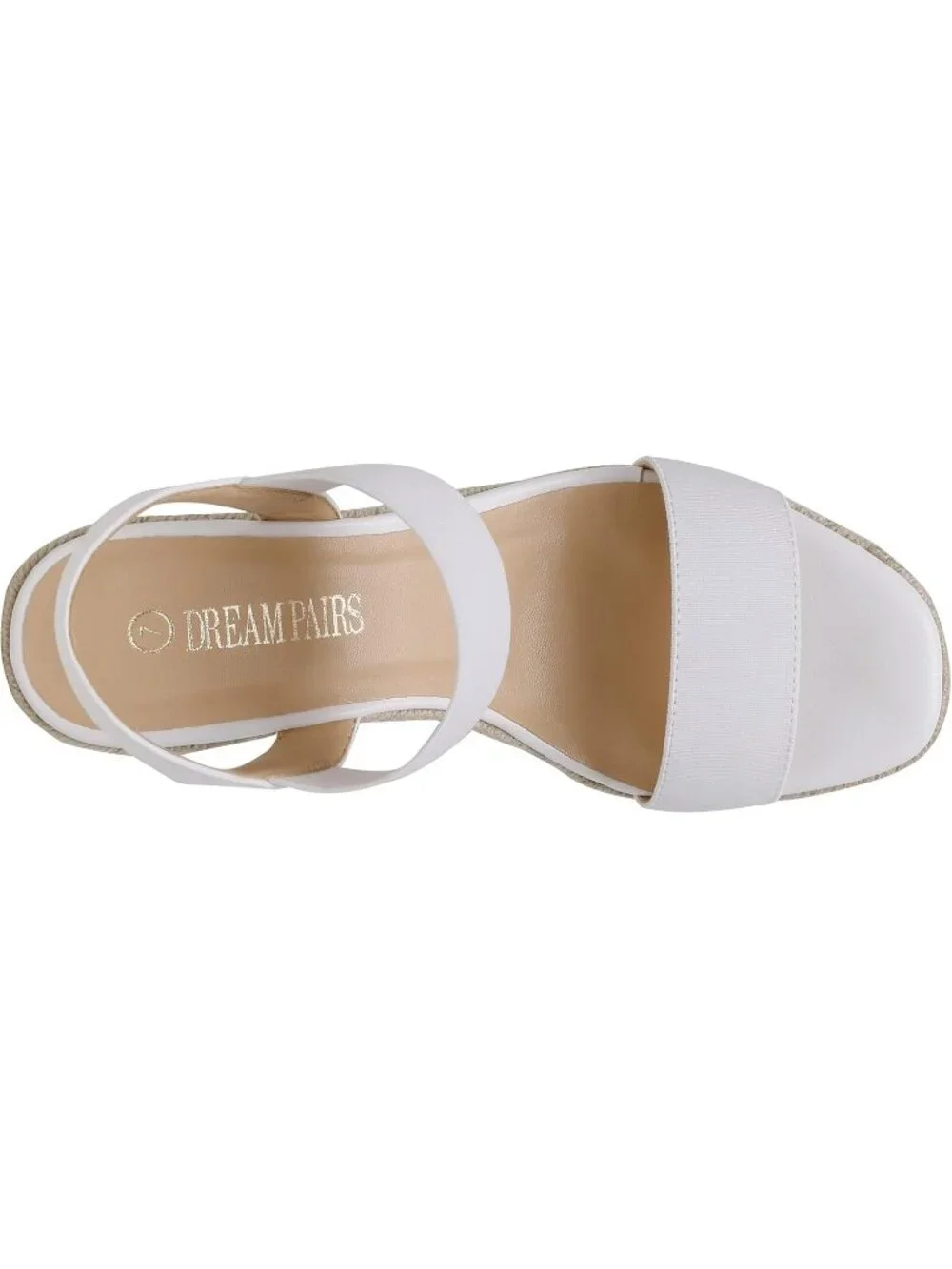 Dream Pairs Women's White Open Toe Elastic Ankle Strap Wedge Platform Sandals